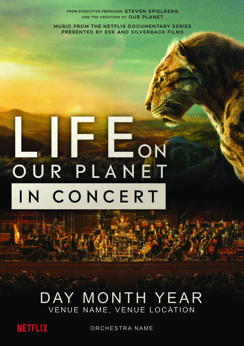 Life in Our Planet poster for the concert. There's a cheetah on the poster to showcase wild life
