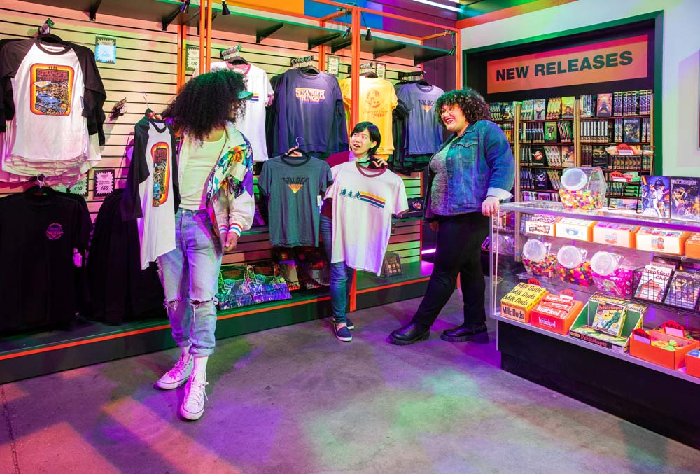 people shopping in Stranger Things store